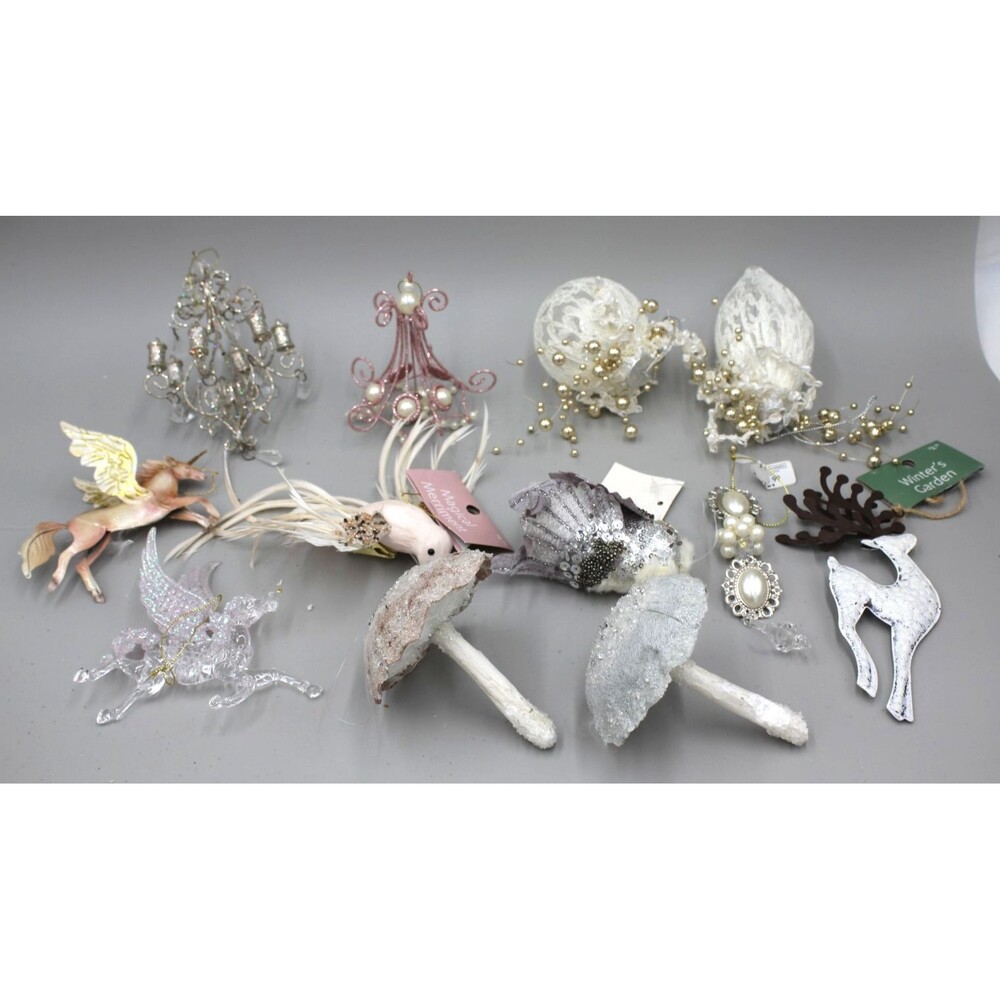 12 Pcs Mushrooms Unicorn Ornament Lot Vintage-Inspired At Home Magical Winter